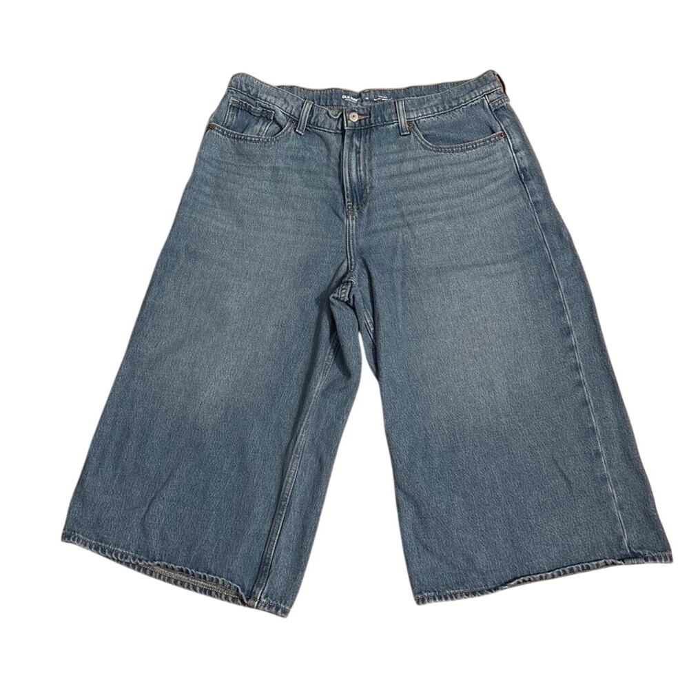 Old Navy Size 14 High Rise Baggy Wide Leg Jorts Long Shorts Culottes Pia Wash